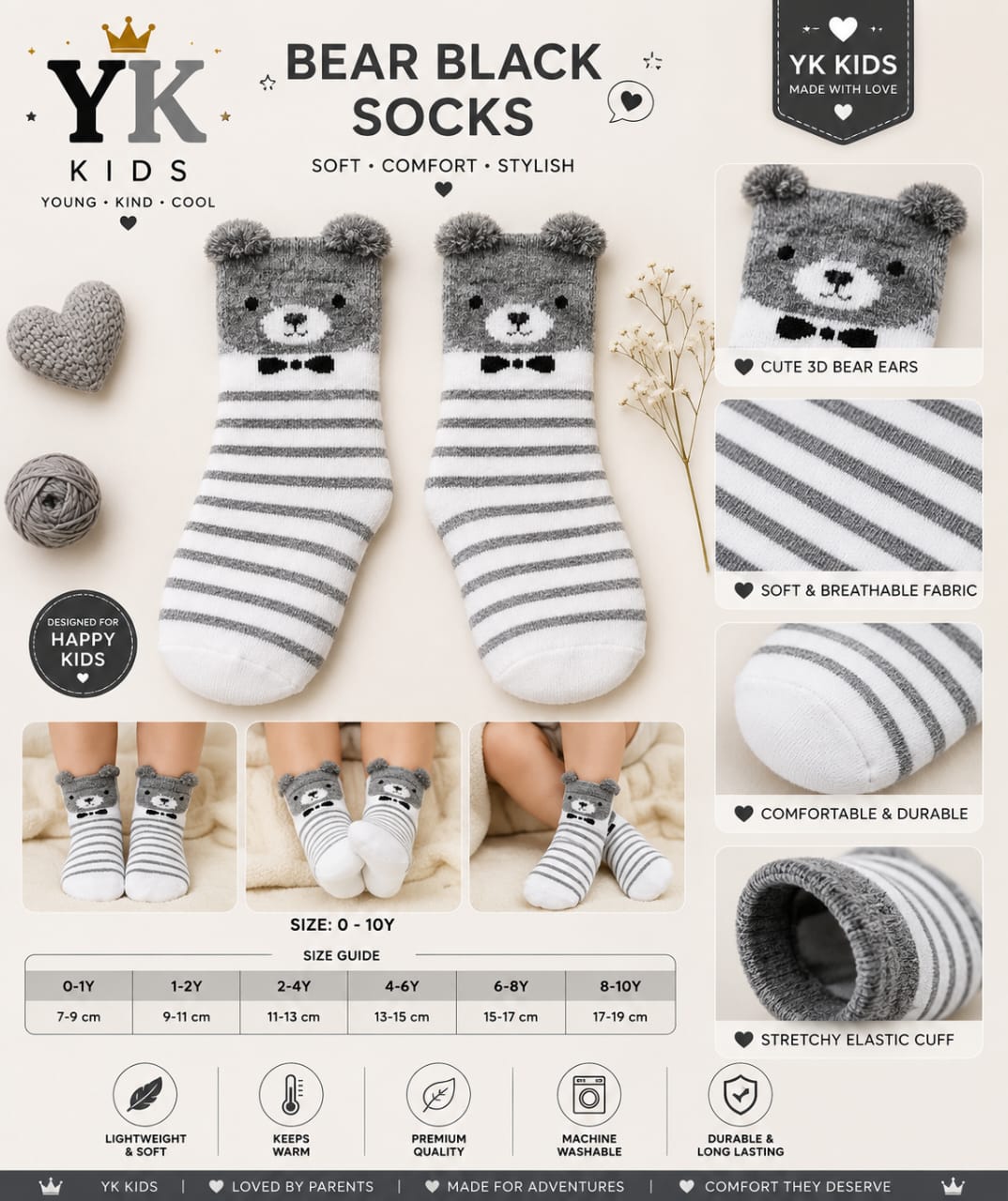 Socks Bear Black