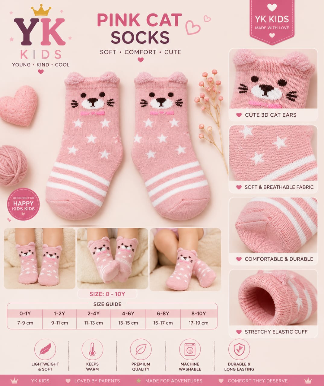 socks pink cat